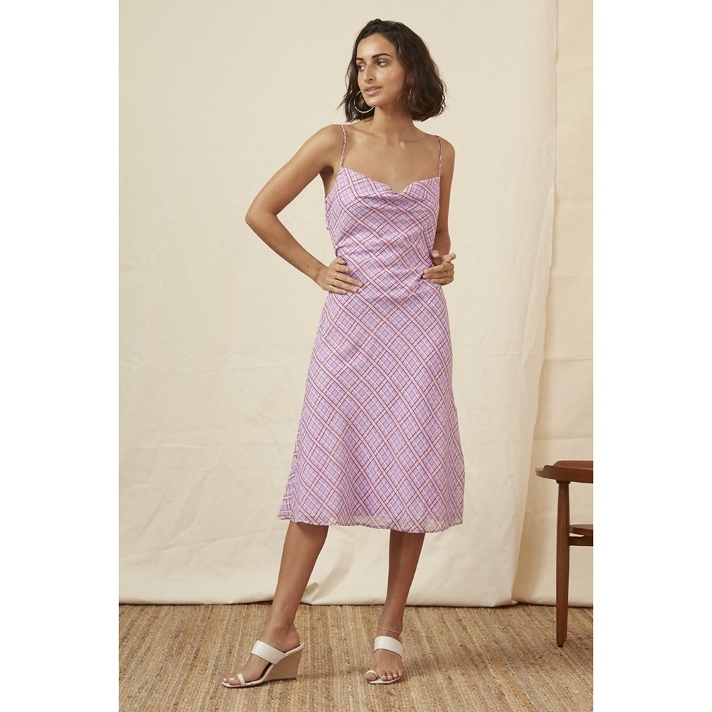 FINDERS KEEPERS NOSTALGIA DRESS LILAC CHECK - Picture 3 of 11